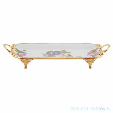Поднос 24,5 х 17,5 см прямоугольный н/н с ручками &quot;Фрукты&quot; / 272461