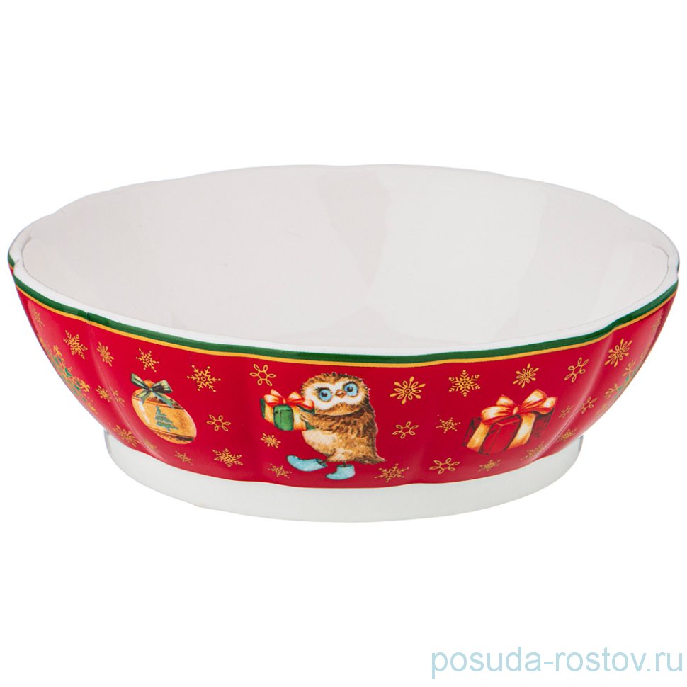 Розетка 12,5 х 3,5 см красная "новогодняя сказка /совы" / 225172