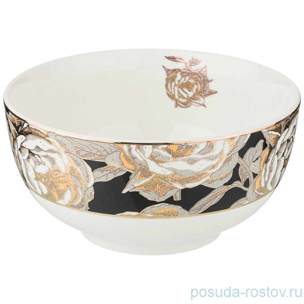 Салатник 14 см чёрный "golden rose" / 208465