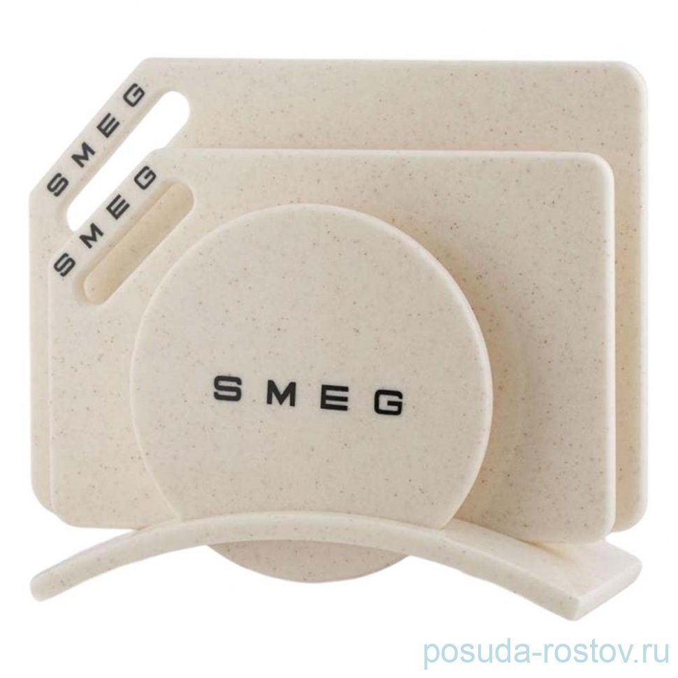 Набор разделочных досок 3 предмета на подставке светло-бежевые Smeg / 349373