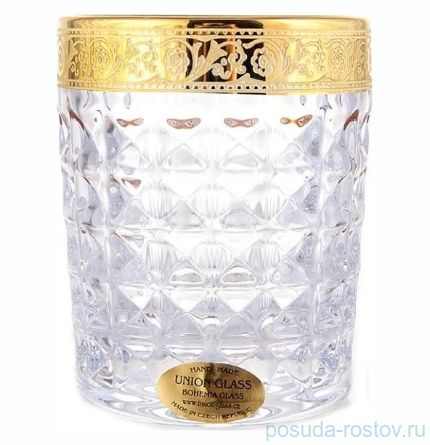 Стаканы для виски 230 мл 6 шт &quot;Диаманд /Золотой цветочный кант&quot; / 151521