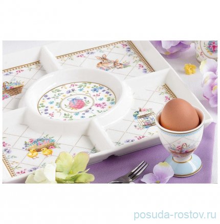 Менажница 25 см 4-х секционная &quot;Кролики и цветы /Spring Bloom&quot; / 369086