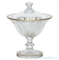 Конфетница 13,5 см н/н с крышкой &quot;Flame /Матовое золото&quot; AS Crystal / 329192