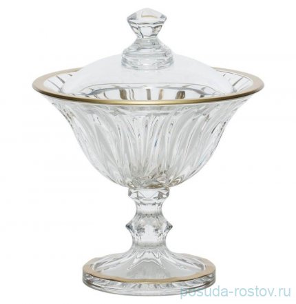 Конфетница 13,5 см н/н с крышкой &quot;Flame /Матовое золото&quot; AS Crystal / 329192