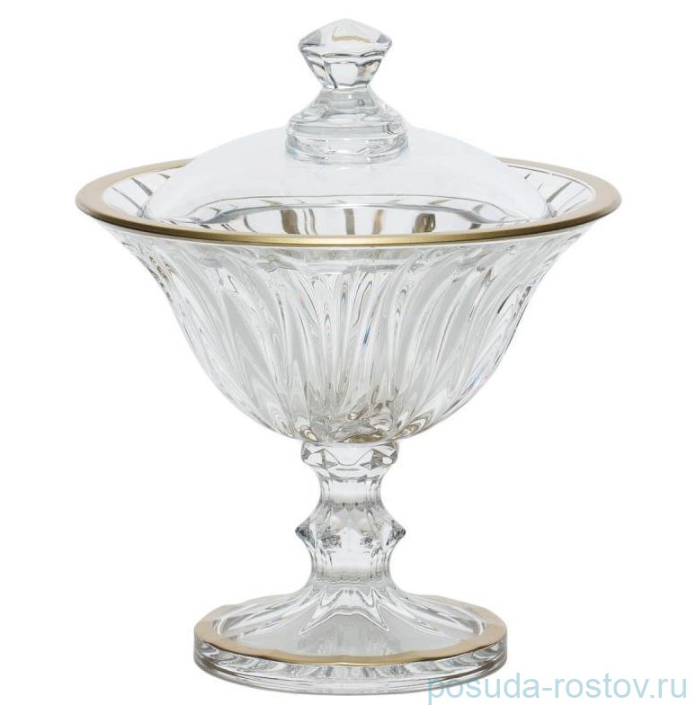 Конфетница 13,5 см н/н с крышкой "Flame /Матовое золото" AS Crystal / 329192