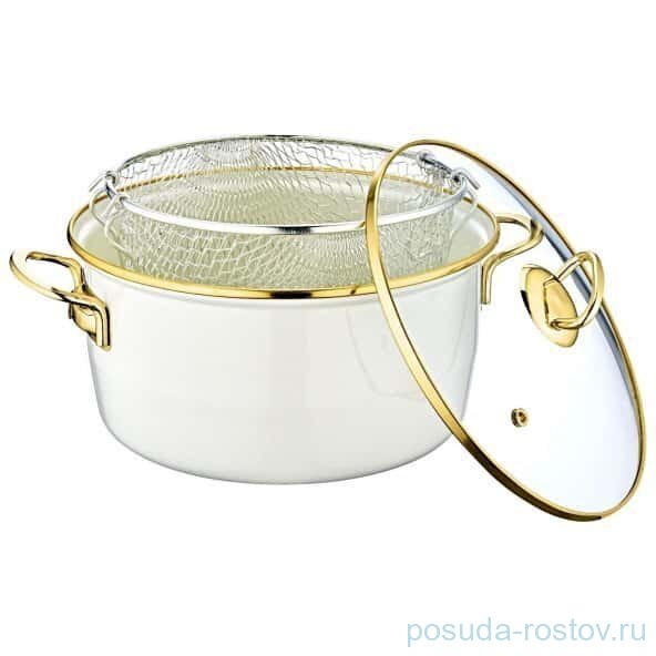 Кастрюля 22 см эмалированная 3 л кремовая "ENAMEL COOKWARES" / 295936