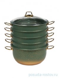 Мантоварка 30 х 14 см стеклянная крышка антипр. покрытие 6,8 л оливковая &quot;GRANITE STEAMER SET&quot; / 295705