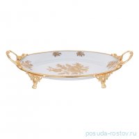Блюдо 46 х 24 см овальное н/н с ручками &quot;Роза&quot; / 333585