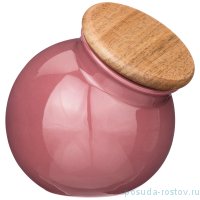 Банка для сыпучих продуктов 800 мл с деревянной крышкой 13,5 х 13 х 14 см &quot;Fusion /Брусничный&quot; / 236126