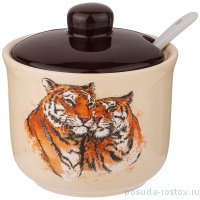 Сахарница 10 х 10 х 9,5 см с ложкой &quot;Tiger Amour&quot; / 269354