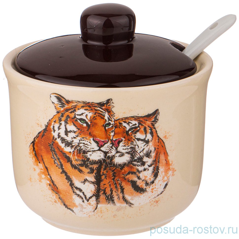 Сахарница 10 х 10 х 9,5 см с ложкой "Tiger Amour" / 269354