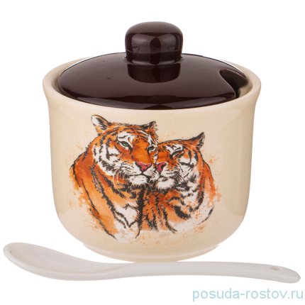 Сахарница 10 х 10 х 9,5 см с ложкой &quot;Tiger Amour&quot; / 269354