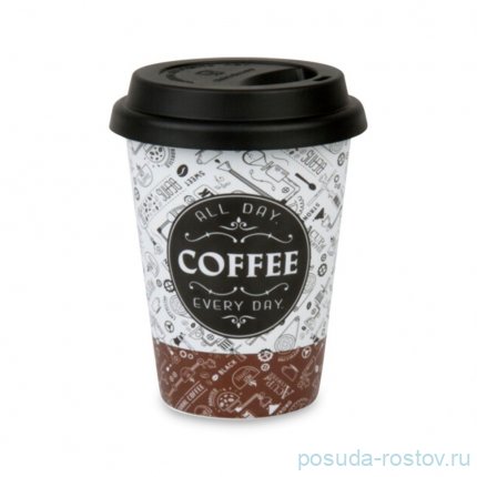 Кружка 380 мл с крышкой &quot;Coffee Talk&quot; / 349598