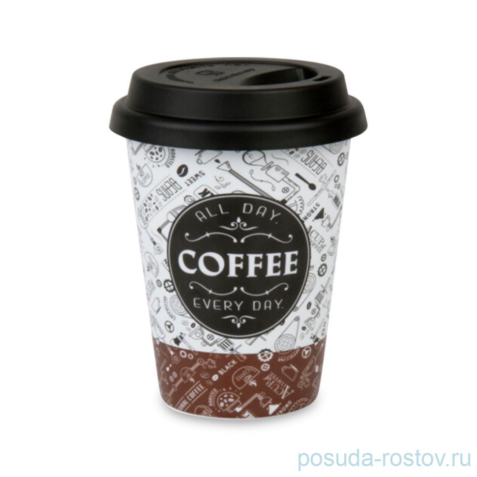 Кружка 380 мл с крышкой "Coffee Talk" / 349598