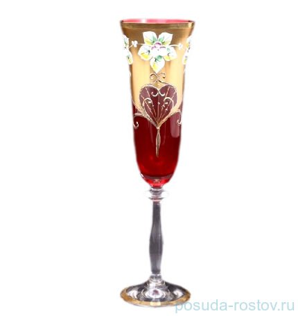 Бокалы для шампанского 190 мл 6 шт &quot;Анжела /Лепка красная&quot; / 056897