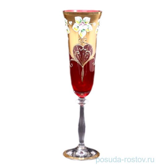 Бокалы для шампанского 190 мл 6 шт "Анжела /Лепка красная" / 056897