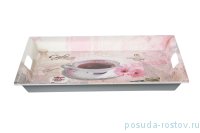 Поднос прямоугольный с ручками розовый &quot;Cofe Expresso&quot; / 140289