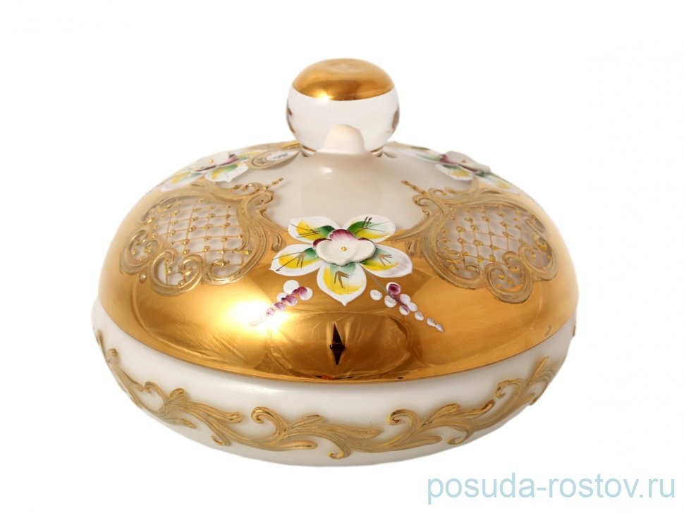 Конфетница 15 см с крышкой "Лепка белая" E-S / 137167