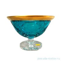 Ваза для конфет 23 см н/н &quot;Роза /Золотой кант /Бирюза&quot; / 221963