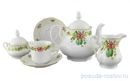 Чайный сервиз на 6 персон 15 предметов &quot;Мэри-Энн /Новый год&quot; / 158004
