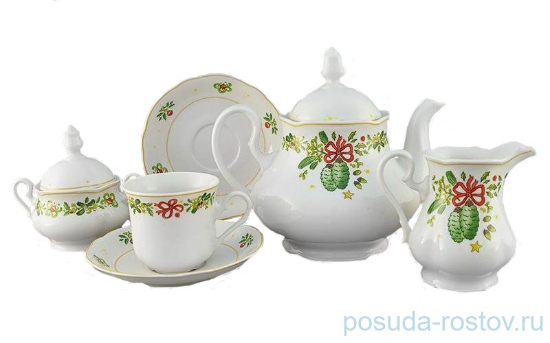Чайный сервиз на 6 персон 15 предметов "Мэри-Энн /Новый год" / 158004