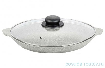 Сковорода-вок 24 см с крышкой антипригарное покрытие серая &quot;TURKISH WOK &amp; PANS&quot; / 295514