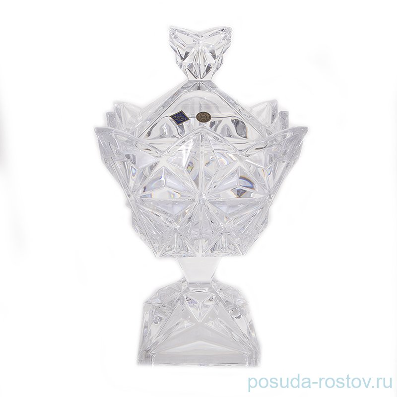 Ваза для конфет 16 х 16 х 28,6 см н/н с крышкой "Pyramid /Без декора" хрусталь Йиглава / 141000