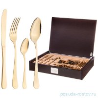 Столовые приборы 24 предмета на 6 персон &quot;Stressa gold&quot; (в деревянном ящике) / 276540