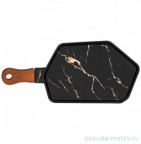 Менажница 35 х 16 см с деревянной ручкой &quot;золотой мрамор /чёрная&quot; / 303017