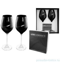 Бокалы для красного вина 360 мл 2 шт чёрные &quot;Diamante /С стразами&quot; / 095369