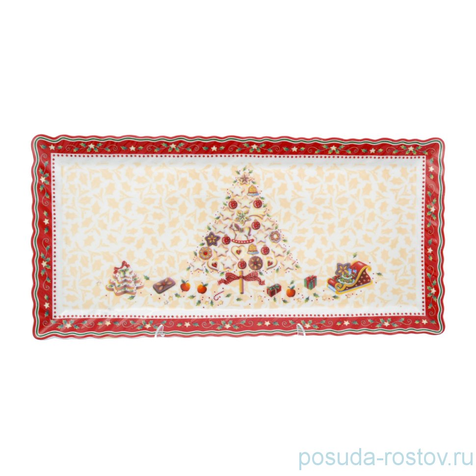 Блюдо 37 х 18 см прямоугольное "Christmas world /Multi" / 230090