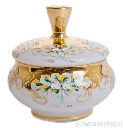 Шкатулка 18 см с крышкой &quot;Лепка белая&quot; / 057410