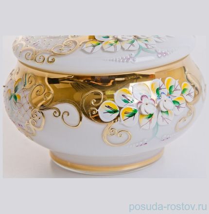 Шкатулка 18 см с крышкой &quot;Лепка белая&quot; / 057410