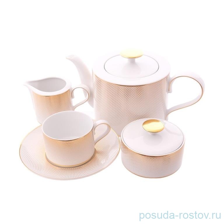 Чайный сервиз на 6 персон 15 предметов "Deluxe shape /Rio white gold" / 341328