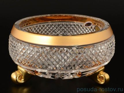 Конфетница 15,5 см на 3-х ножках &quot;Max Crystal /Матовая полоса /золото&quot; / 106398