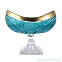 Ваза для конфет 21 см н/н Ладья &quot;Роза /Золотой кант /Бирюза&quot; / 135832