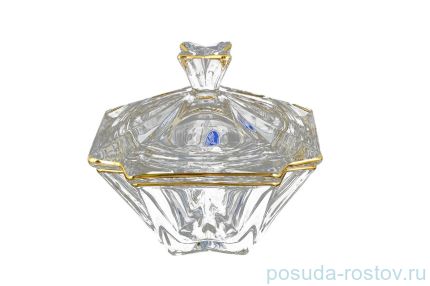 Ваза для конфет 15 см с крышкой &quot;Метрополитэн /Золотой кант&quot; / 096291