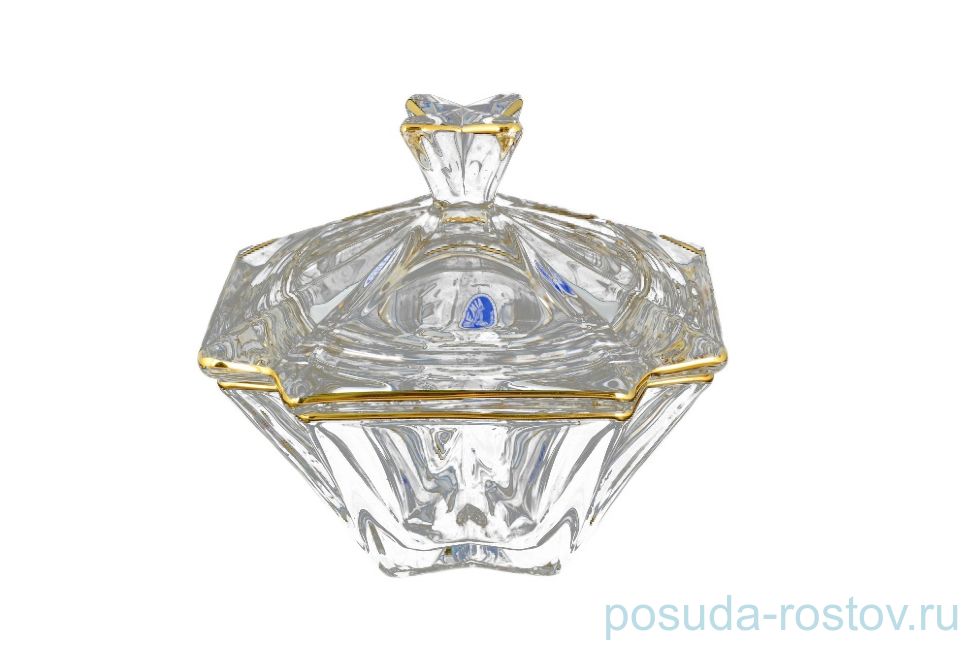 Ваза для конфет 15 см с крышкой "Метрополитэн /Золотой кант" / 096291