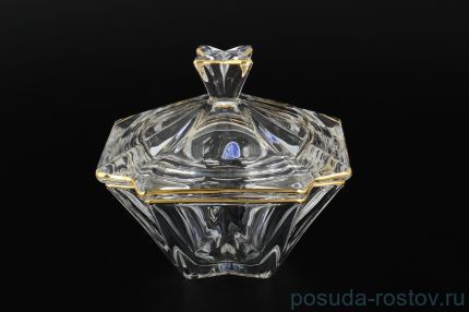 Ваза для конфет 15 см с крышкой &quot;Метрополитэн /Золотой кант&quot; / 096291