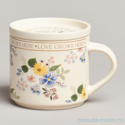 Кружка 390 мл с крышкой &quot;Love grows here&quot; / 370619