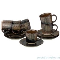 Набор чайных пар 6 шт &quot;Серо-коричневый&quot; / 193585