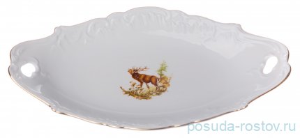 Блюдо 25 см овальное с ручками &quot;Рококо /Охота&quot; / 148468
