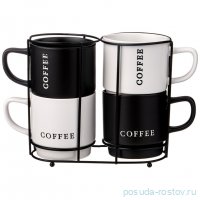 Набор кружек 380 мл 4 шт на подставке &quot;Coffee&quot; / 339683