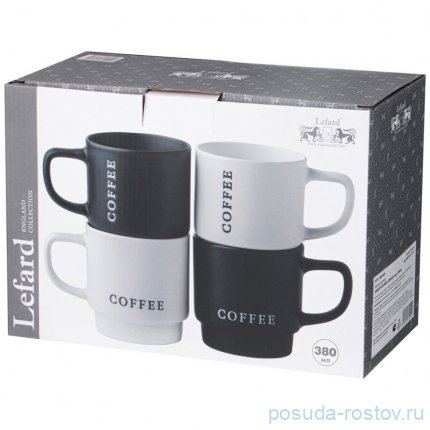 Набор кружек 380 мл 4 шт на подставке &quot;Coffee&quot; / 339683