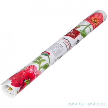 Коврик для раскатки теста 50 х 39 см белый &quot;Маки&quot; / 278933