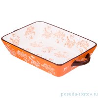 Блюдо для запекания 31 х 20 х 6 см прямоугольное &quot;Цветы /Оранжевый&quot; / 191957