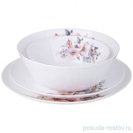 Набор столовый agness flower symphony 19пр: 24см/21,5см/15см /19см / 355109