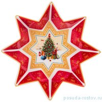 Блюдо 16,5 х 16,5 х 4 см красное Звезда &quot;С новым годом! /Елка&quot; / 225702