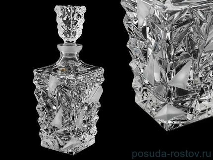 Графин для виски 900 мл &quot;Glacier /Матовые льдинки&quot; хрусталь Йиглава / 157553