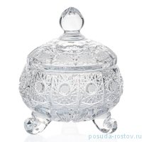 Конфетница 11,4 см на 3-х ножках с крышкой &quot;A.Crystal /Хрусталь резной&quot; / 231114